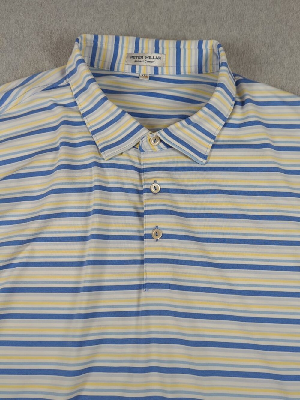 Peter Millar Summer Comfort Polo Shirt Men's 2XL Stripe Joan Performance Stretch